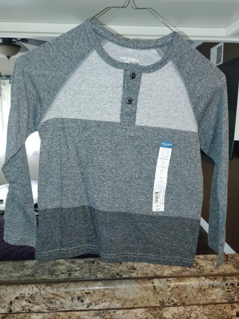 Nwt Xs Arizona Jean Company Gray Colorblock Long-Sleeve Henley